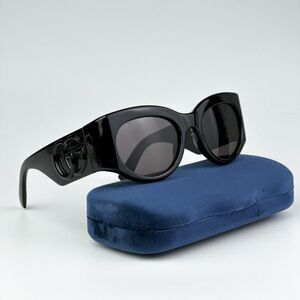 NEW Gucci GG1544S 001 Black Grey Unisex Oval Sunglasses GG 1544S